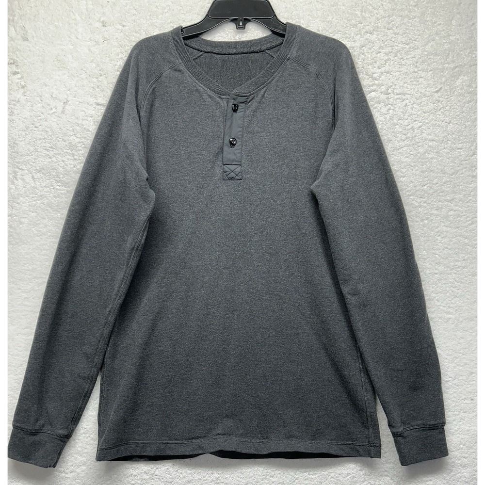 Lululemon Mens Size S Gray Long Sleeve Soft Jersey Henley T-Shirt (L4)